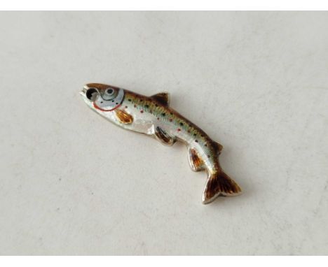 A silver and enamel trout fish charm