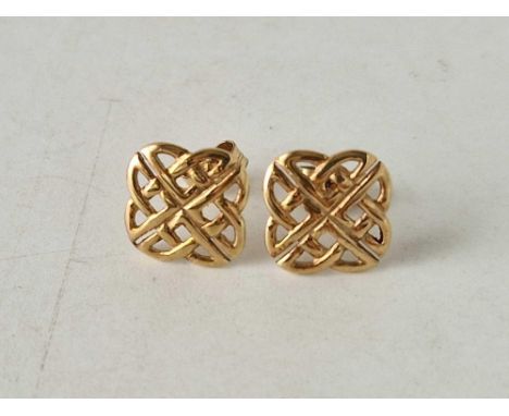 A pair of celtic knot earrings, 9ct, 1.7 g