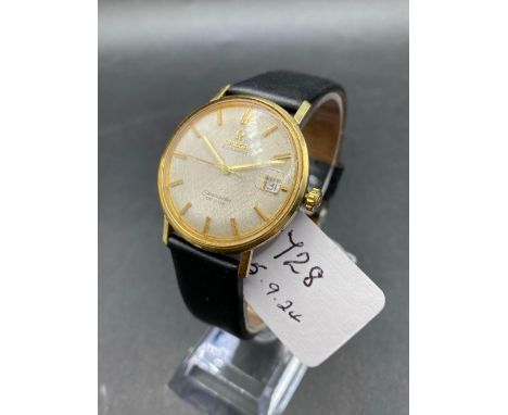 A GENTS OMEGA AUTOMATIC SEAMASTER DEVILLE, seconds sweep and date aperture, W/O