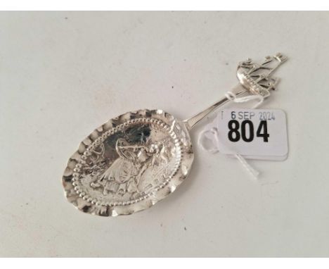 A Dutch caddy spoon with ship finial