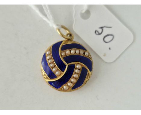 A antique gold and enamel and pearl pendant locket 4.1 gms