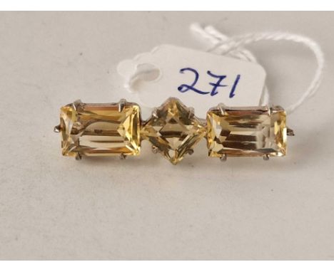 A vintage citrine silver three stone brooch