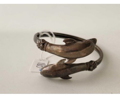 A silver dolphin bangle, 31 g
