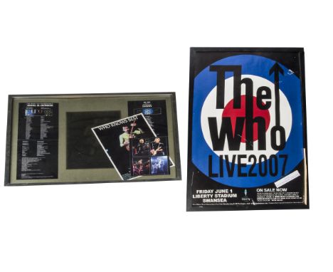 The Who, a poster for The Who playing Liberty Stadium Swansea June 1st 2007 framed not glazed 65cm x 89cm, a little damage on