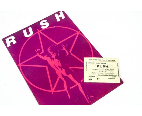 Rush / Programme / Ticket, The 2112 UK Tour Programme (1977) in Excellent condition together with a ticket for Manchester Fre