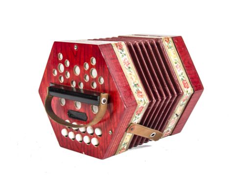 Concertina Squeezebox, Scholar, made in German Democratic Republic, 20 button model with one missing - generally good conditi