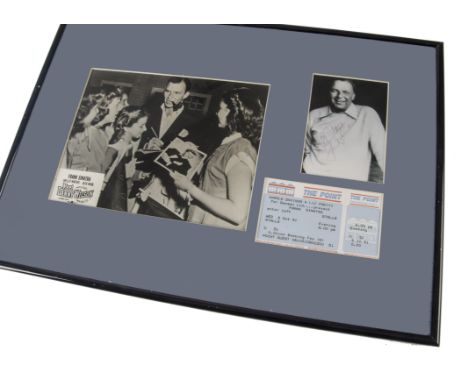 Frank Sinatra, a signed postcard sized b/w photograph 'to John, Many thanks, Frank Sinatra '91' signed at the concert at The 