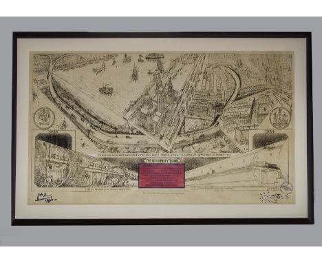 John Lennon, a pen doodle of a sun, glasses and a nose by John Lennon to the right corner of a Jock Brown pen sketch of The n