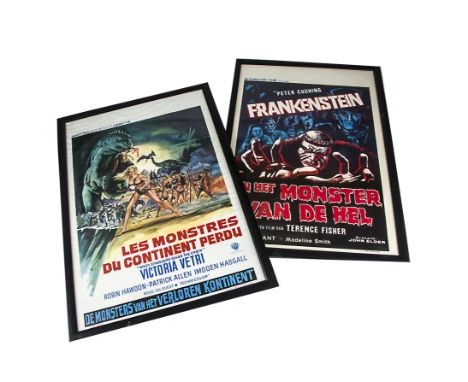 Hammer Films, two framed and glazed Belgian Hammer Cinema Posters: Frankenstein & The Monster From Hell (1974 - Excellent) an