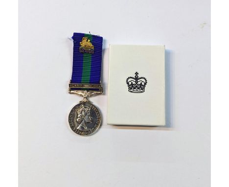 A Queen Elizabeth II General Service medal, having Suez Canal Zone clasp, on ribbon awarded to 22462707 PTE R H Frontmant R B