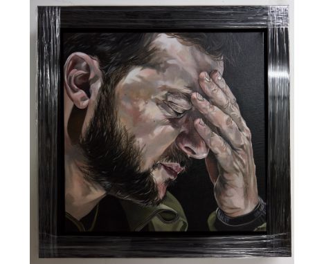 Joe Beer, British artist. Oil on canvas titled 'For Freedom'. Portrait of President Zelensky. Jo Beer is a figurative painter