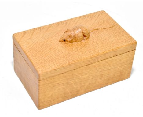 WORKSHOP OF ROBERT 'MOUSEMAN' THOMPSON; a rectangular oak box and cover with signature mouse, length 19cm.Additional Informat