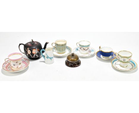 ASHWORTH; a late 19th century Etruscan type teapot, together with further ceramics including four 19th century tea cups and s