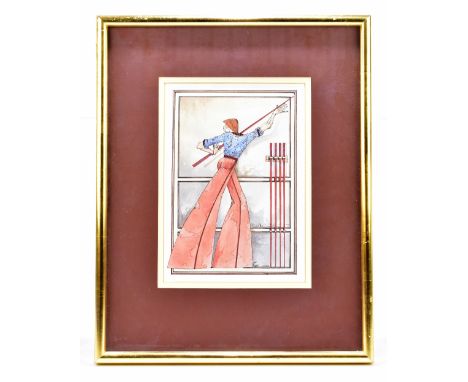 J.C. GRAHAM ILLINGWORTH (born 1953); watercolour 'Cue', signed and titled, the image 25 x 18cm, framed and glazed. (D)Additio