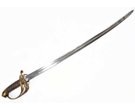 A Queen Victoria 1822 pattern Non Commissioned Officer's sword, with 82.5cm blade, wire bound fish skin grip and crowned VR c