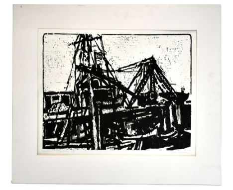 STANLEY DOBBIN (1932-2021); artist proof woodcut, "Harbour Port Patrick", signed and titled in pencil, 48cm x 58cm, unframed.