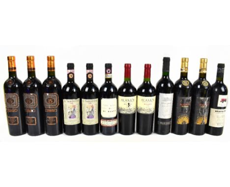 MIXED WORLD; twelve bottles of mixed red wine including two bottles of Chianti Classico Il Tarocco 2007, 750ml, 13.5%, etc (1