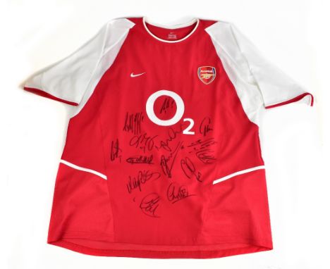 ARSENAL; an 'Invincibles' unbeaten shirt, signed by Viera, Cygan, Cole, Keown, Ljungberg, Wiltord, Reyes, Fabregas, Henry, Be