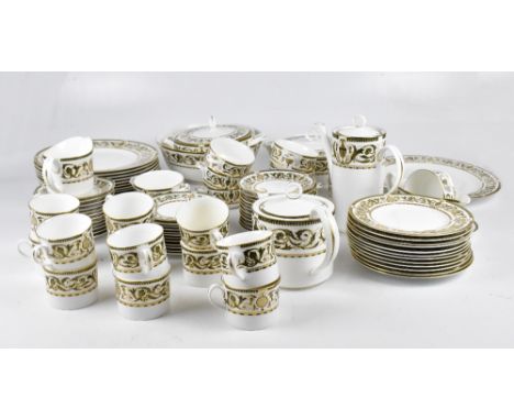 ROYAL WORCESTER; a comprehensive 'Windsor' dinner and tea service comprising twelve dinner plates, an oval meat plate, two ci