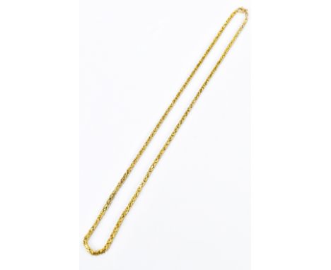 A yellow metal fancy curb link necklace, overall length 59cm, stamped 375 to clasp, approx 17g.Additional InformationLight we