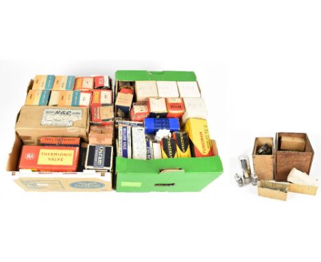 A large collection of vintage radio valves, boxed and unboxed.