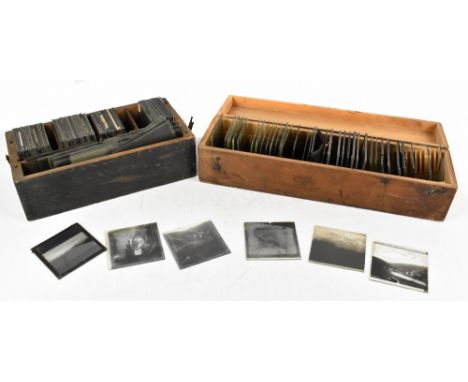 A collection of early 20th century magic lantern slides, several for HE Maddox, mostly African scenes, possibly missionary, i