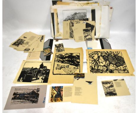 STANLEY DOBBIN (1932-2021); an artist's folio of unframed artist proof print, unsigned prints and miscellaneous prints and ha