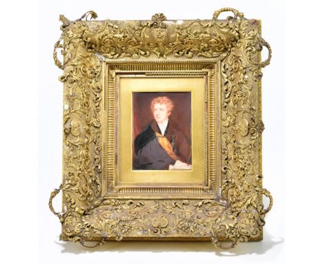 UNATTRIBUTED; a 19th century watercolour on ivory, portrait of a gentleman wearing an overcoat, apparently unsigned, 13 x 10c