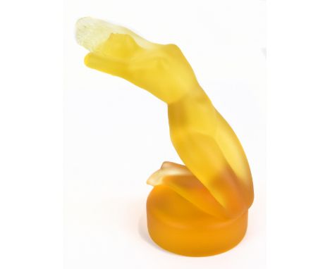 LALIQUE; a contemporary boxed figure based on the original car mascot 'Chrysis', etched mark to base, height 14cm.Additional 