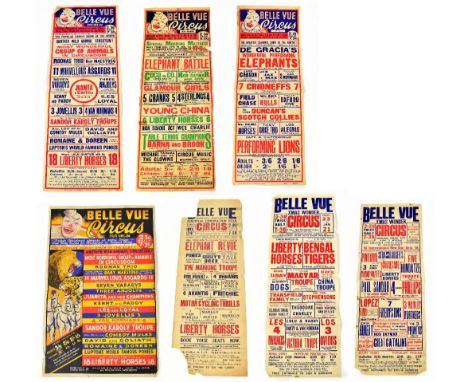 BELLE VUE CIRCUS; seven vintage circus bills comprising five 1930s/40s bills advertising such acts as 'Another Wild Animal Se