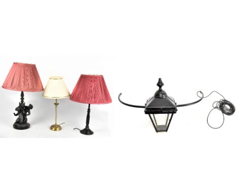 A large contemporary wall light and three table lamps (4).