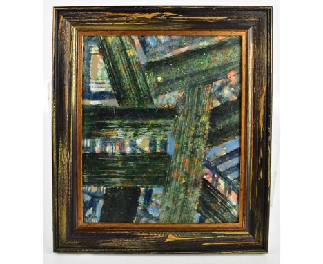 HILTON; oil on panel, 'Gridlock', bearing signature lower left and inscription verso, 41 x 34cm, framed. (D)Provenance: priva