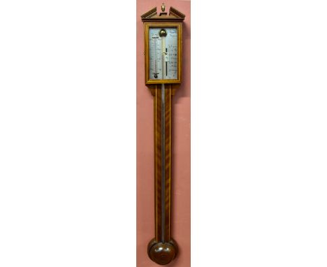 COMITTI; a reproduction mahogany and boxwood strung stick barometer with silvered dial, length 94cm.Additional InformationIn 