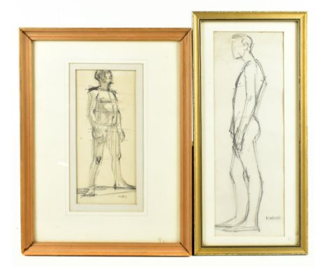 SAM RABIN (1903-1991); pencil drawing, study of a male, signed, 36 x 12cm, and a further preparatory sketch, study of a male,