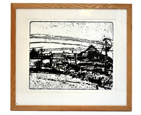 STANLEY DOBBIN (1932-2021); limited edition woodcut, Penhale Farm, signed, numbered 1/12 and titled in pencil, 42cm x 58cm, f