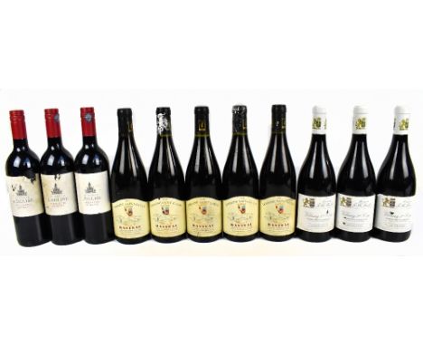 FRANCE; eleven bottles of red wine, including three bottles of Domaine J.M. Boillout Volnay 1ER Cru 2002, 75cl, 13%, etc (11)