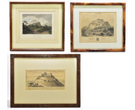 LOCAL INTEREST; after S.B. Delin &amp; N.B Sculp, a print, 'The South View of Beeston Castle, near Chester', 19 x 37.5cm, tog