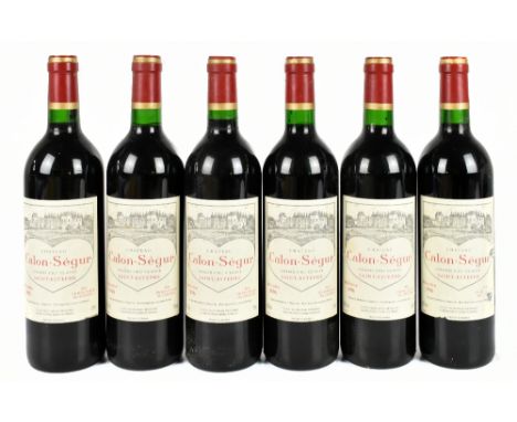 FRANCE; six bottles of Château Calon-Ségur Saint-Estéphe (Grand Cru Classé) red wine,1996, in wooden crate.Additional Informa