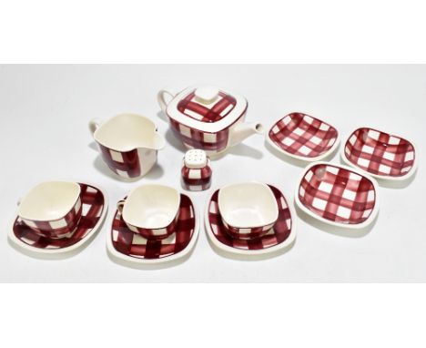 T.G. GREEN; a twelve piece part tea service decorated in the 'Patio Gingham' pattern.Additional InformationThe teapot cover w