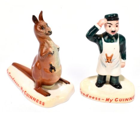 GUINNESS; two Carltonware advertising figures comprising kangaroo and zoo keeper (2).Additional InformationEach with light cr