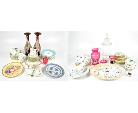 COALPORT; a part dinner service enamelled with floral sprays, with four Wedgwood 'Chinese Tigers' pattern dessert bowls, two 