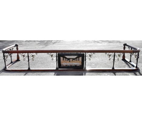 A large church communion balustrade railing set with plaque depicting the last supper, in three sections.