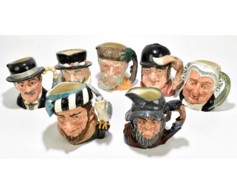 ROYAL DOULTON; seven large sized character jugs including 'Beefeater', 'The Falconer', 'The Lawyer', 'Rip Van Winkle', etc (7