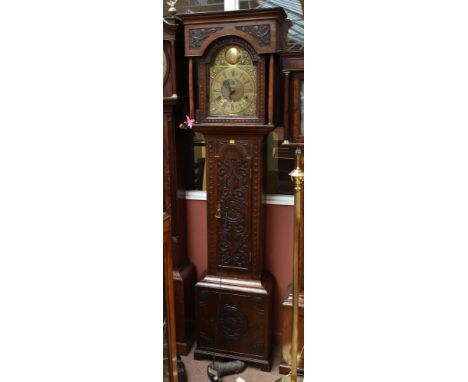 A 19th century oak cased eight day longcase clock, the brass dial set with Arabic and Roman numerals and signed George Brownl