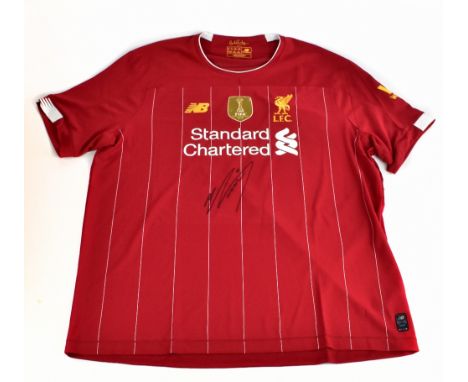 MOHAMMED SALAH; a Liverpool Premier League Winners 2019, signed to the front, size 2XL.Additional InformationCreasing and lig