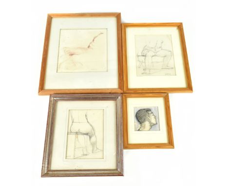SAM RABIN (1903-1991); pencil drawing, female figure seated, signed, 16.5 x 13cm, and three further works by the same artist,