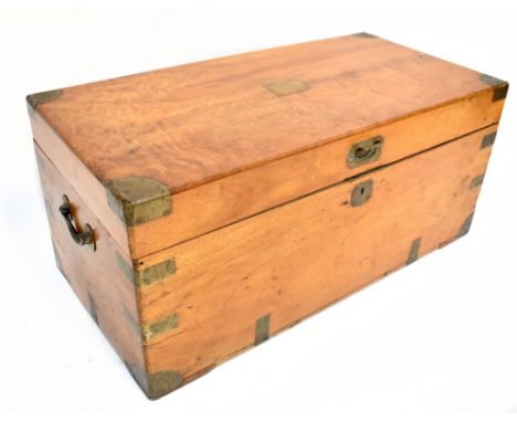 A late 19th/early 20th century brass bound teak seaman's chest, width 89cm, depth 45cm, height 40cm.Additional InformationAge