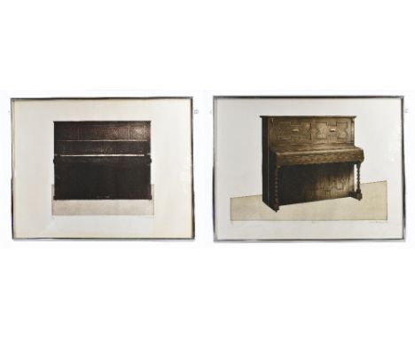 TERENCE MILLINGTON; a pair of signed limited edition black and white prints, 'Piano' &amp; 'Piano 3', the first signed and da
