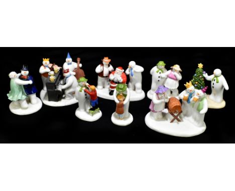 COALPORT; eight figures from 'The Snowman Collection', including 'The Band Plays On', 'Line Dancing', 'The Snow Ball', etc (8