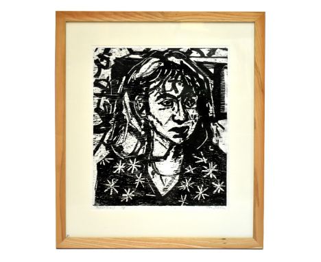 STANLEY DOBBIN (1932-2021); artist proof woodcut, “Portrait (L.W.)”, signed and titled in pencil, 50cm x 48cm, framed and gla